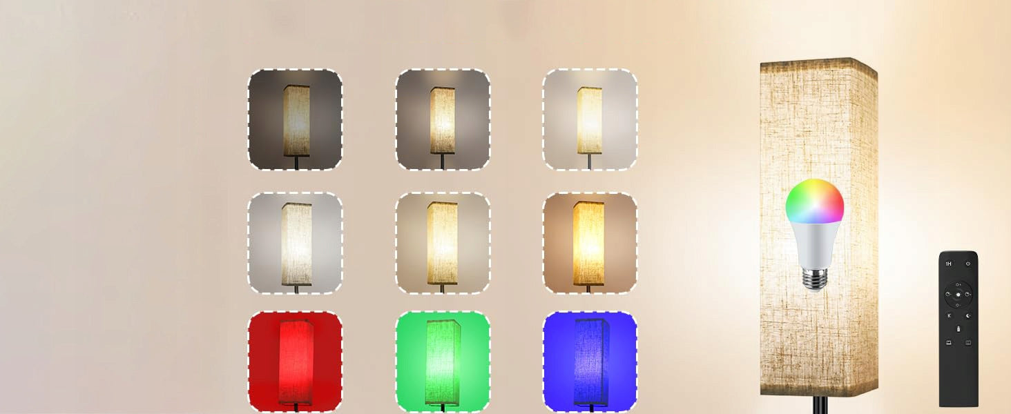 Grindinė Lempa su E27 RGB Lempute ir Audinio Gaubtu