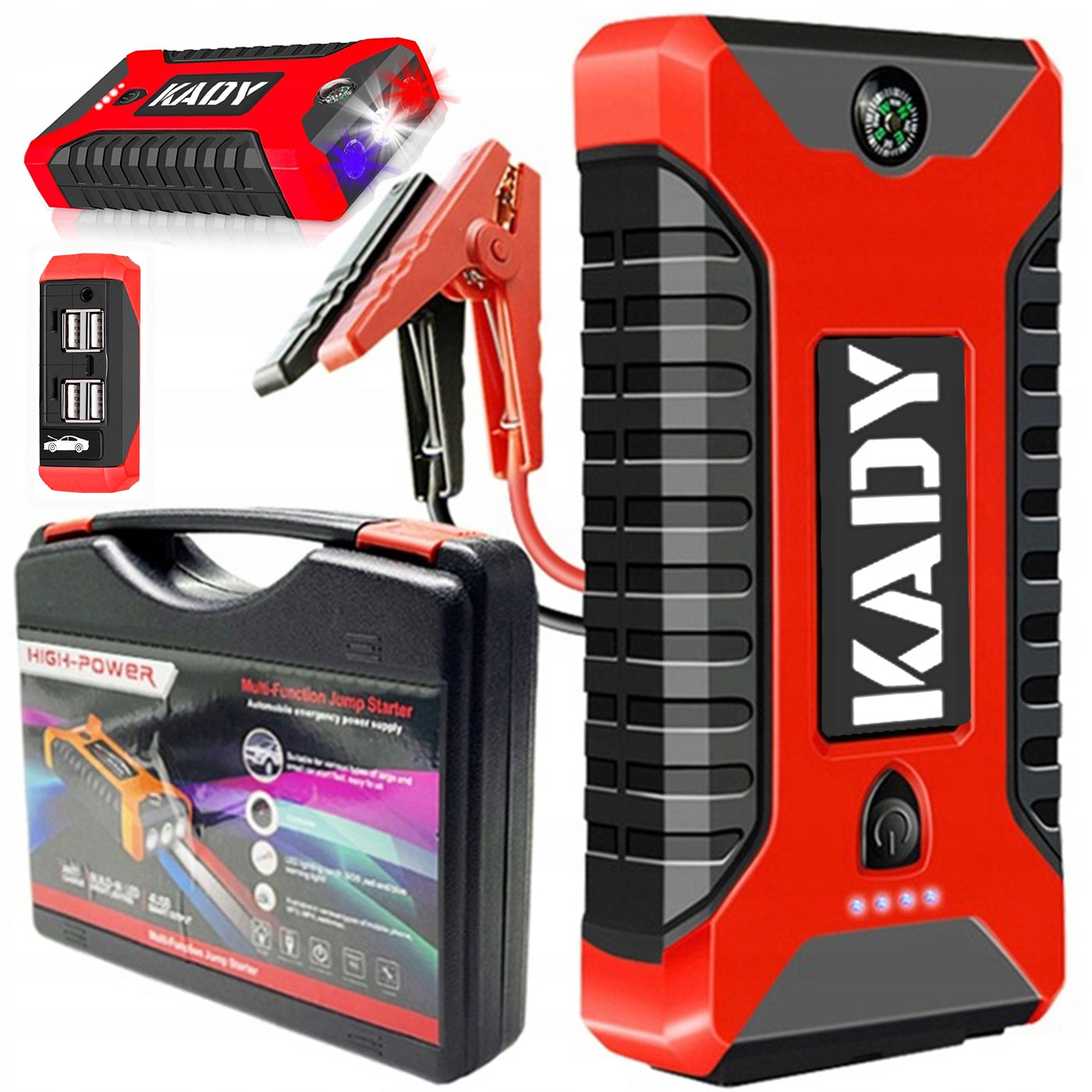 Variklio užvedimo įrenginys su Powerbank ir žibintuvėliu KADY