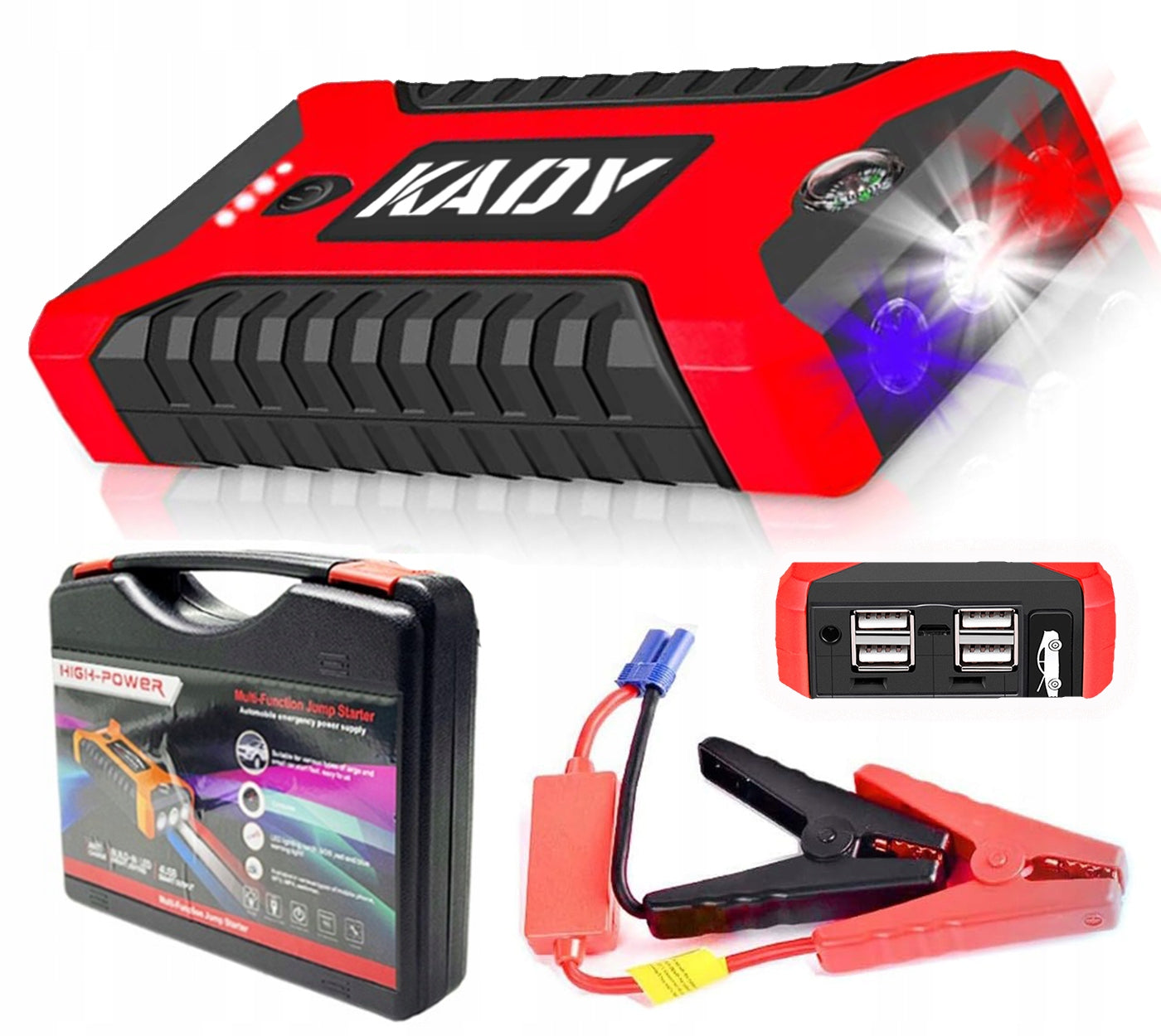 Variklio užvedimo įrenginys su Powerbank ir žibintuvėliu KADY
