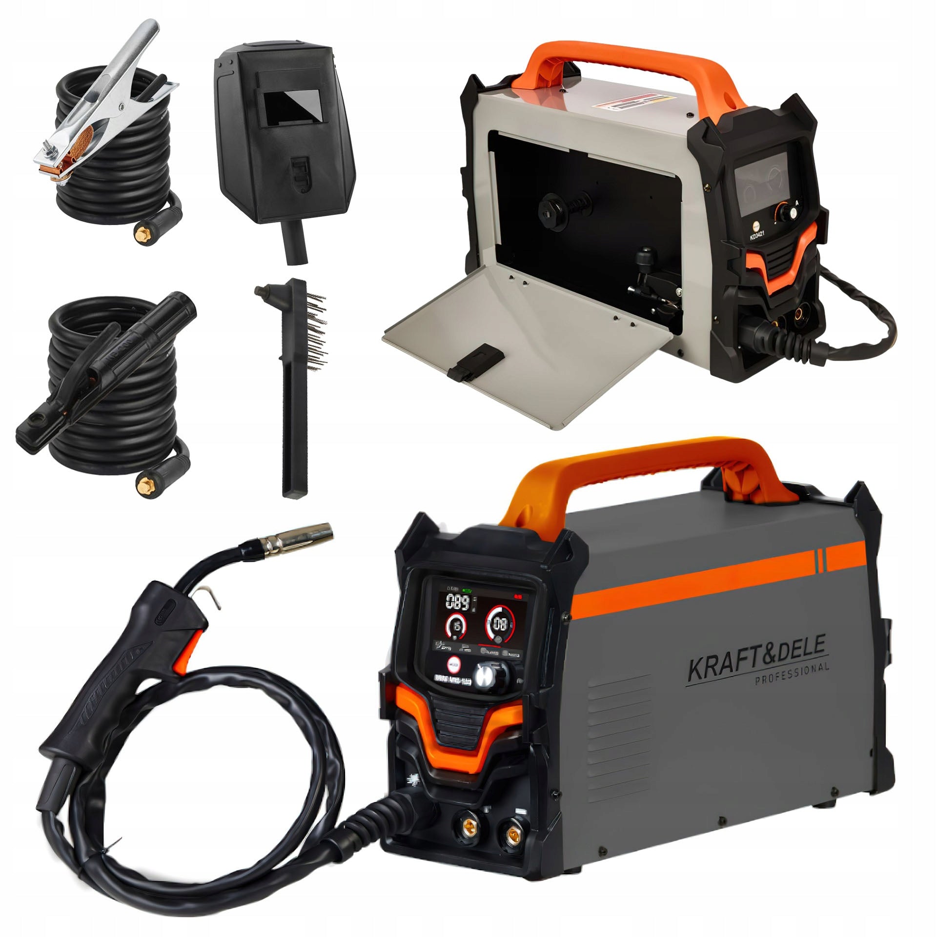 Pusiau automatinis inverterinis suvirinimo aparatas | Kraft&Dele KD3421 3-in-1 MIG/MAG/MMA/TIG | 20-220A | 230V