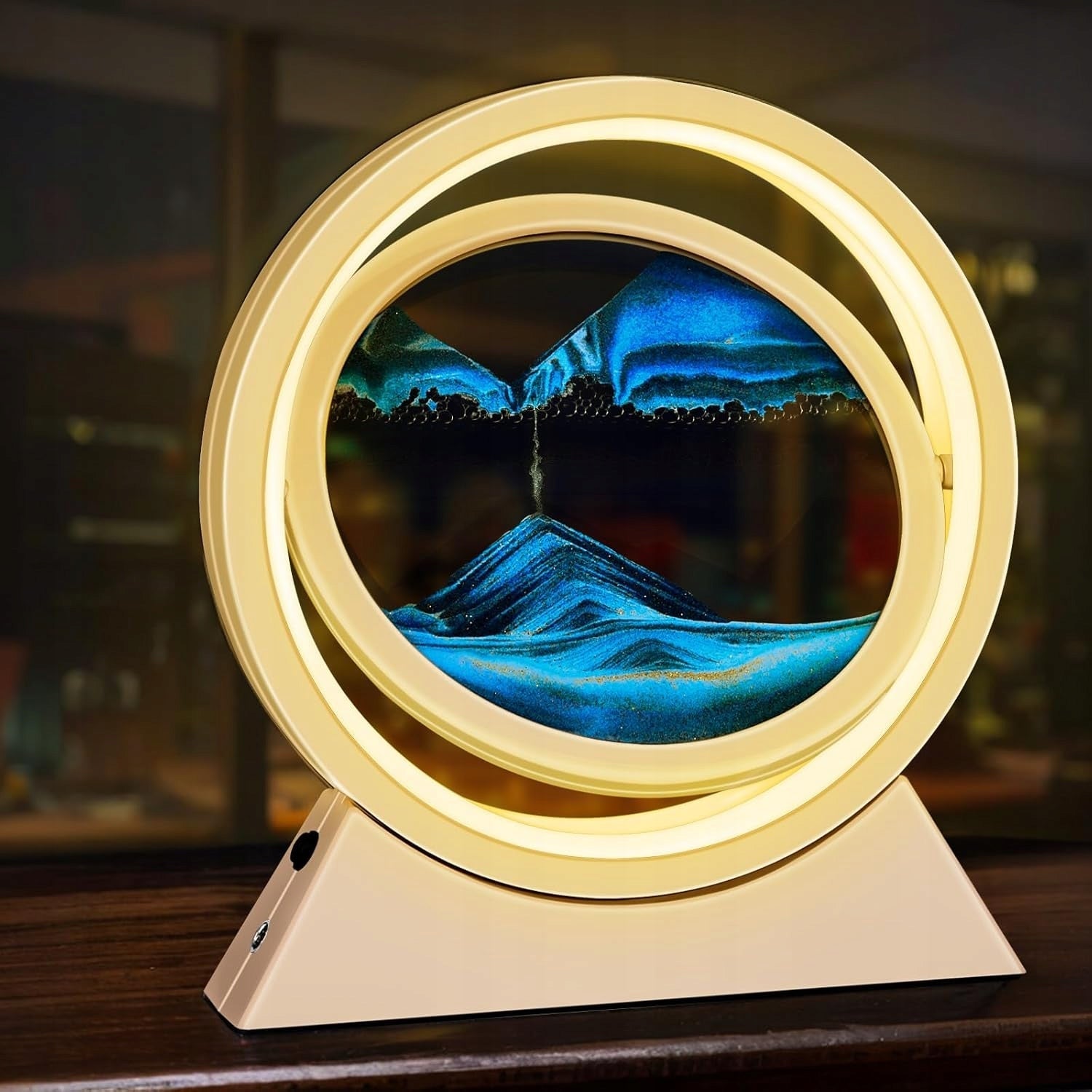 Dinaminis smėlio paveikslas su LED apšvietimu – 3D judantis smėlio laikrodis
