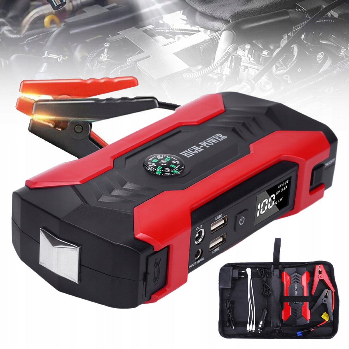 Automobilio starteris – galingas Jump Starter su Powerbank, žibintuvėliu Bedee J12