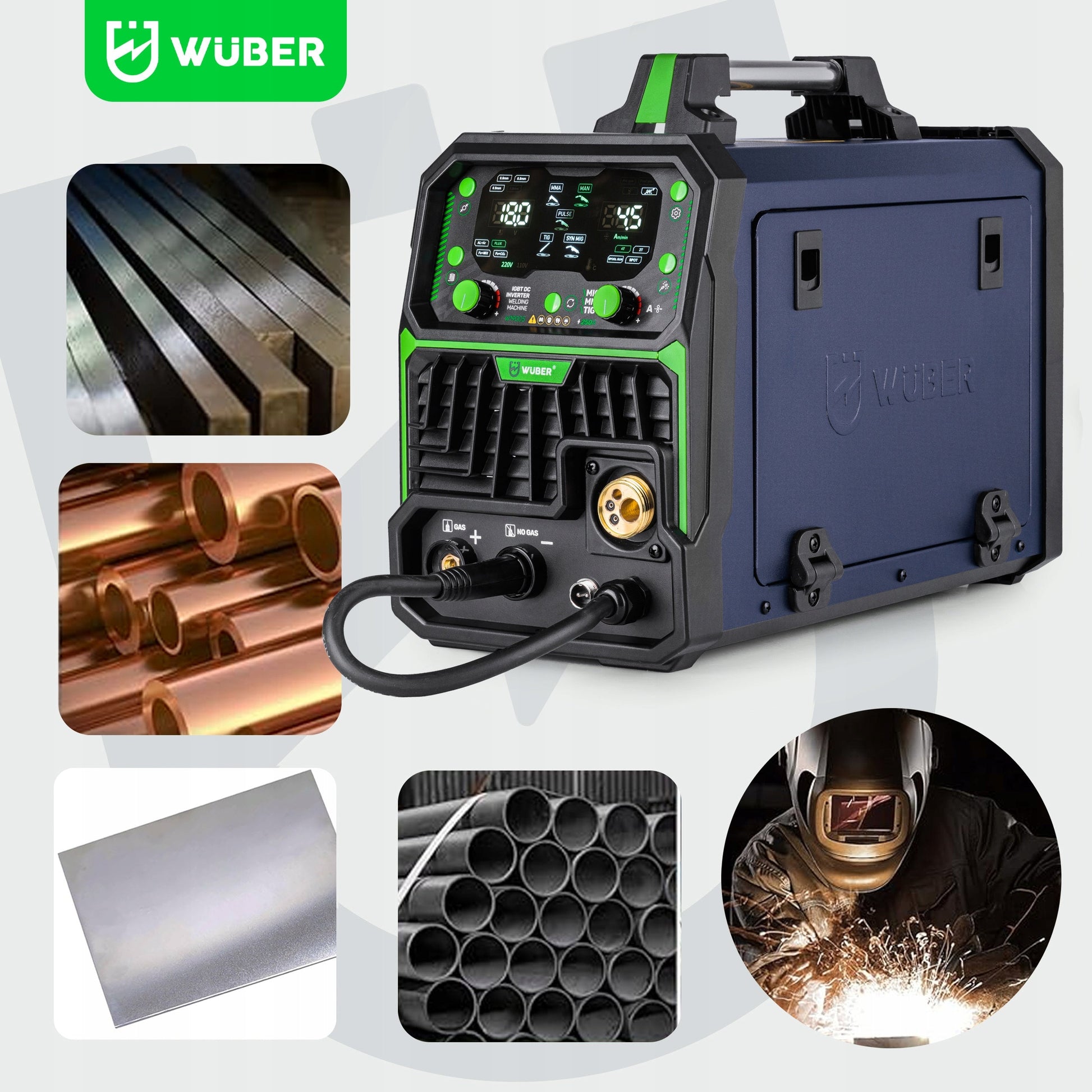 Inverterinis pusautomatis suvirinimo aparatas Wuber MIG FLUX / MMA / TIG / MIG-MAG / 250a