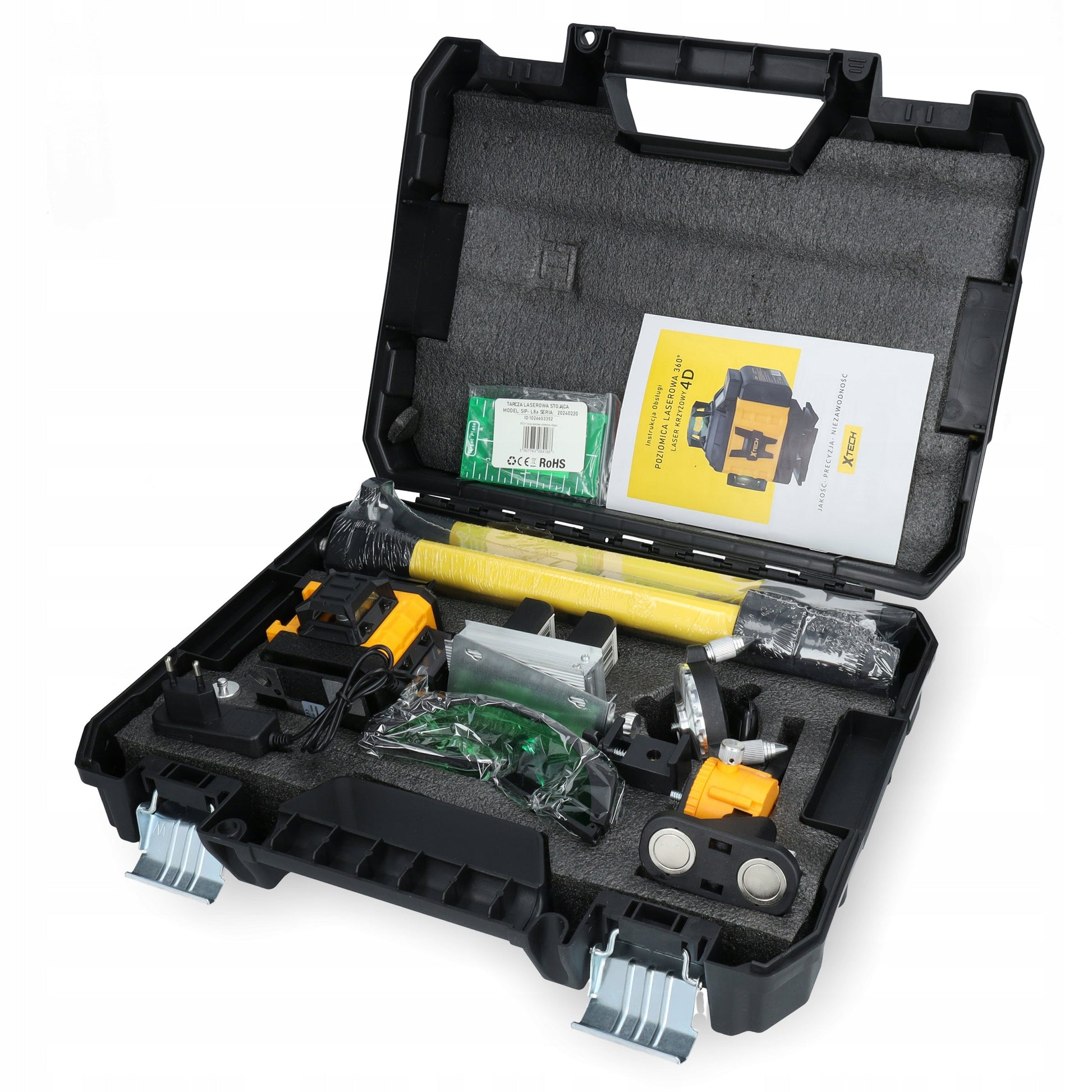 Kryžminis lazerinis nivelyras su trikoju ir LCD ekranu Xtech