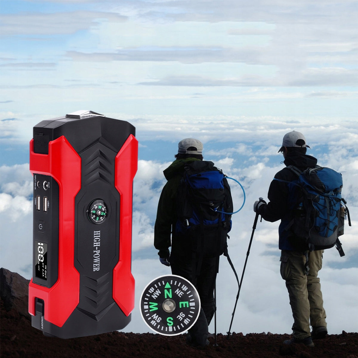 Automobilio starteris – galingas Jump Starter su Powerbank, žibintuvėliu Bedee J12