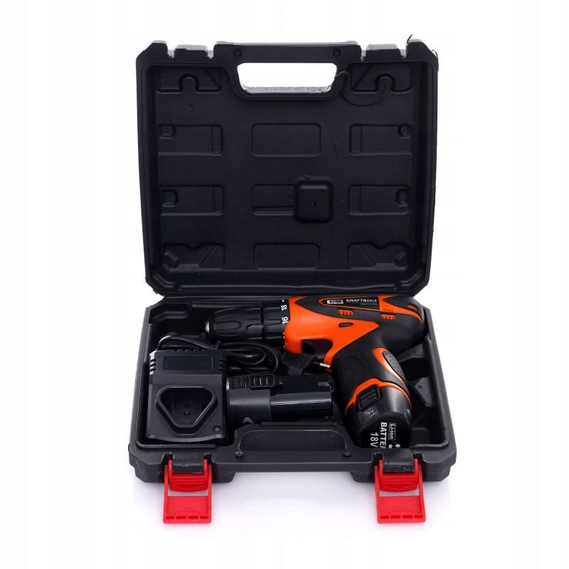 Akumuliatorinis gręžtuvas-suktuvas Kraft&Dele KD3066 – 18V, 1300mAh su lagaminu