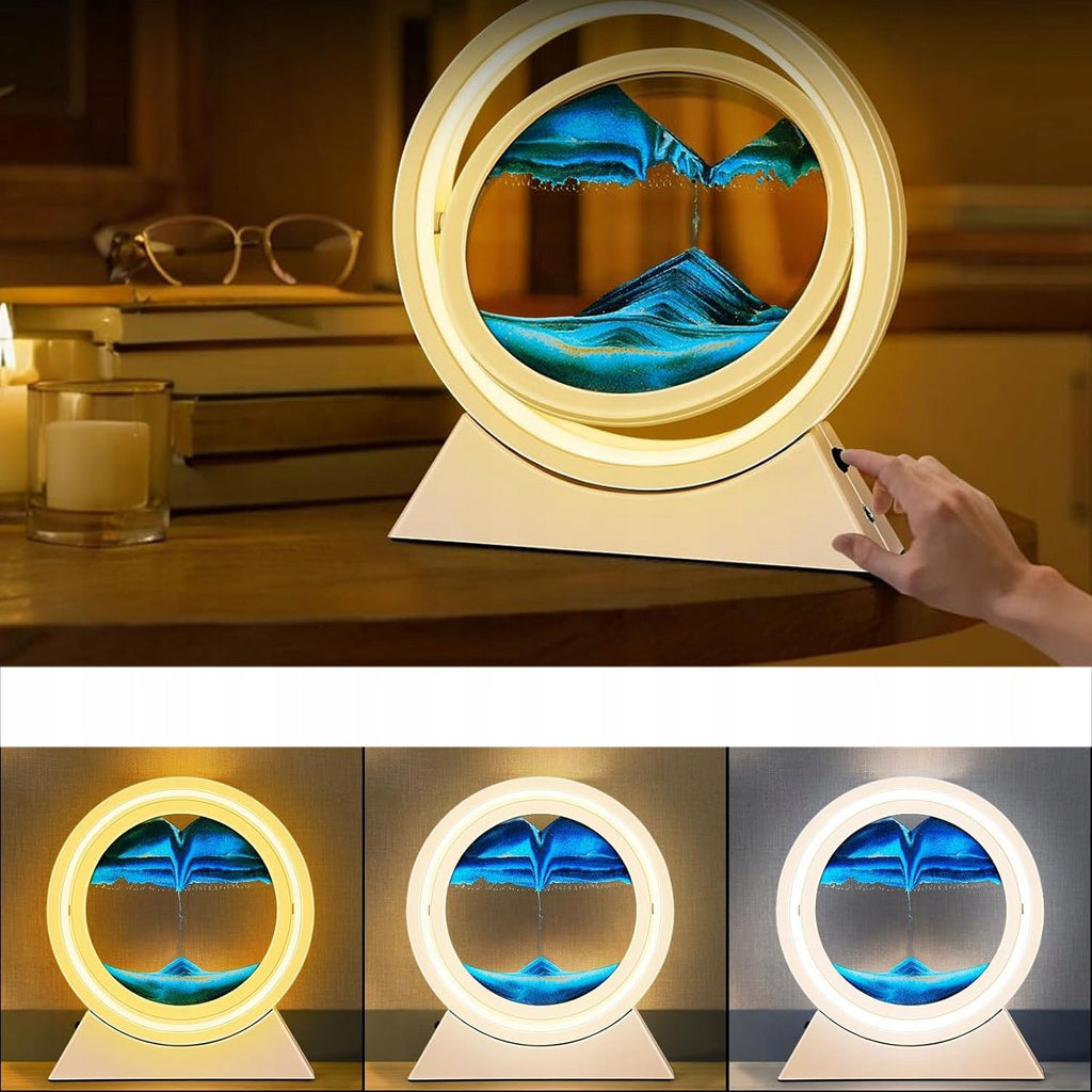 Dinaminis smėlio paveikslas su LED apšvietimu – 3D judantis smėlio laikrodis