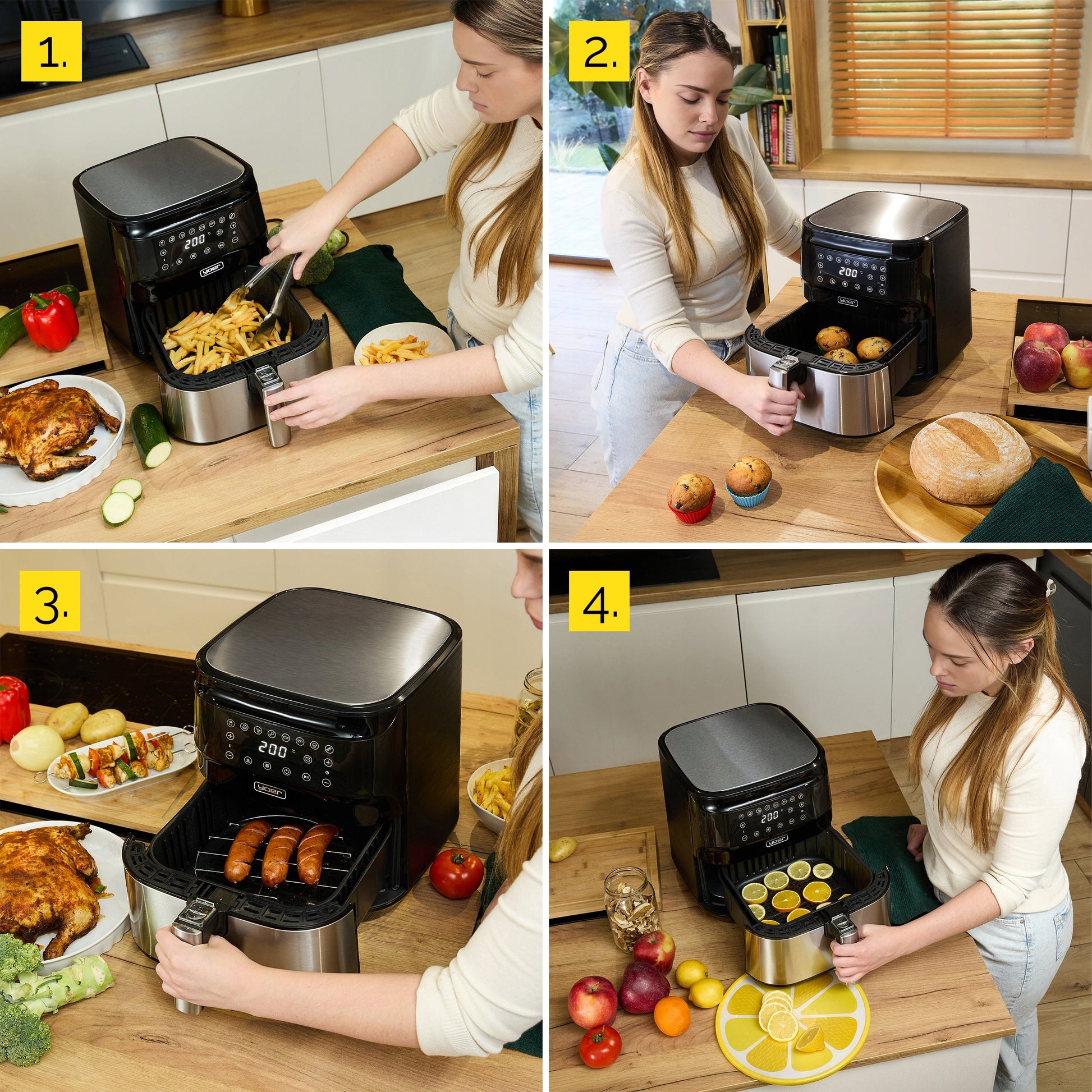 Karšto oro gruzdintuvė 4in1 Air Fryer Yoer + WiFi 6L 1700W