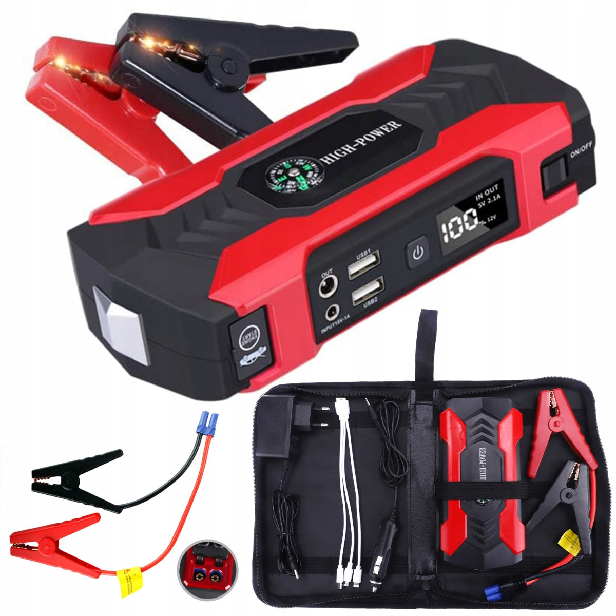 Automobilio starteris – galingas Jump Starter su Powerbank, žibintuvėliu Bedee J12