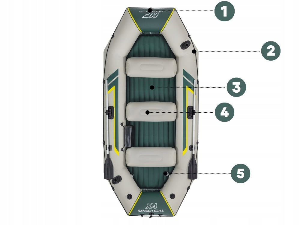 Pripučiama valtis - keturių vietų Bestway Ranger Elite X4 Raft Set 320cm