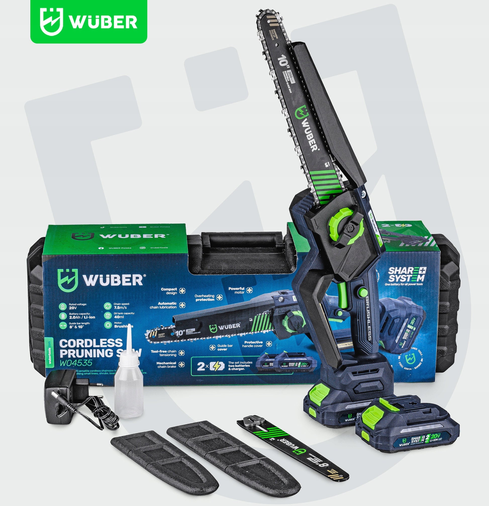 Mini akumuliatorinis grandininis pjūklas Wuber8" ir 10"